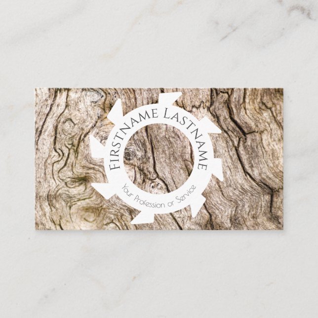 Tarjeta De Visita Madera orgánica natural y elegante con formas blan (Anverso)