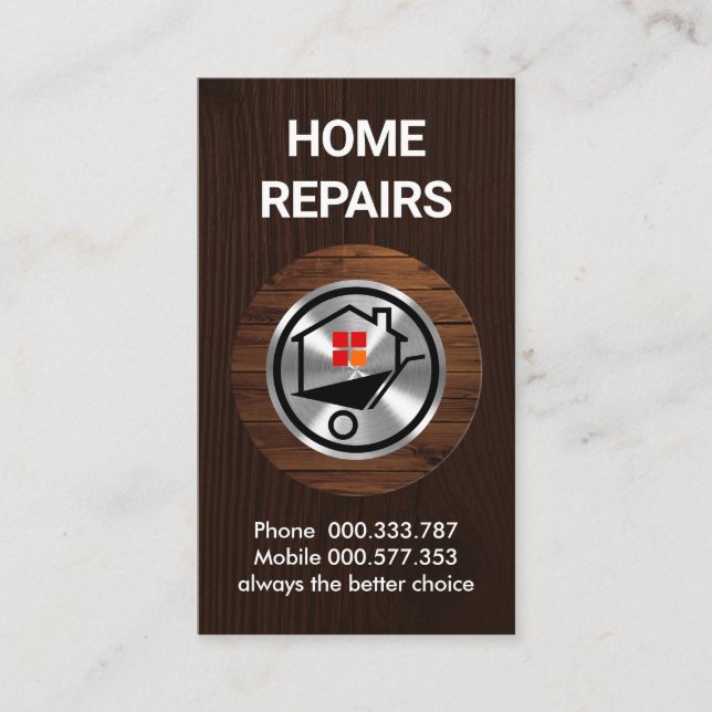 Tarjeta De Visita Madera Placard Home Wheelbarrow (Anverso)