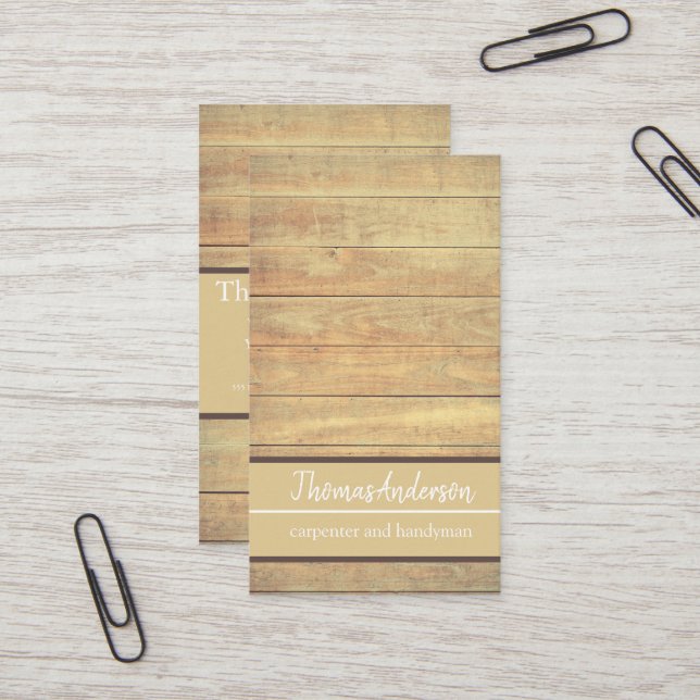 Tarjeta De Visita Madera profesional Madera grano de lluvia minimali (Anverso/Reverso In Situ)