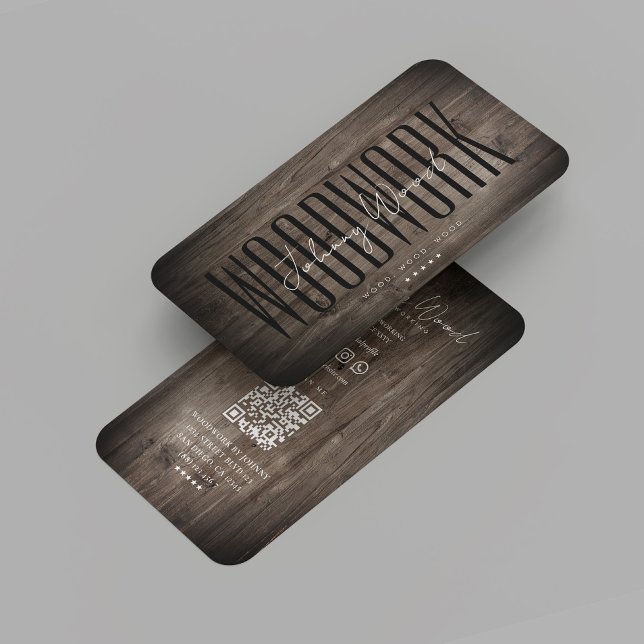 Tarjeta De Visita Madera Rusa Profesional de Madera Rústica Moderna (Modern Woodwork Professional Monogram Rustic Wood Business Card
)