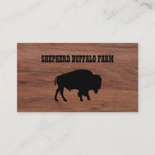 Tarjeta De Visita Madera Rustic Bison Buffalo Service