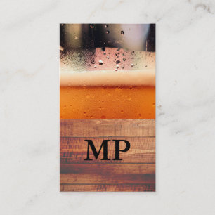 Tarjeta De Visita Madera Rústica de Cristal de Cerveza   Inicial