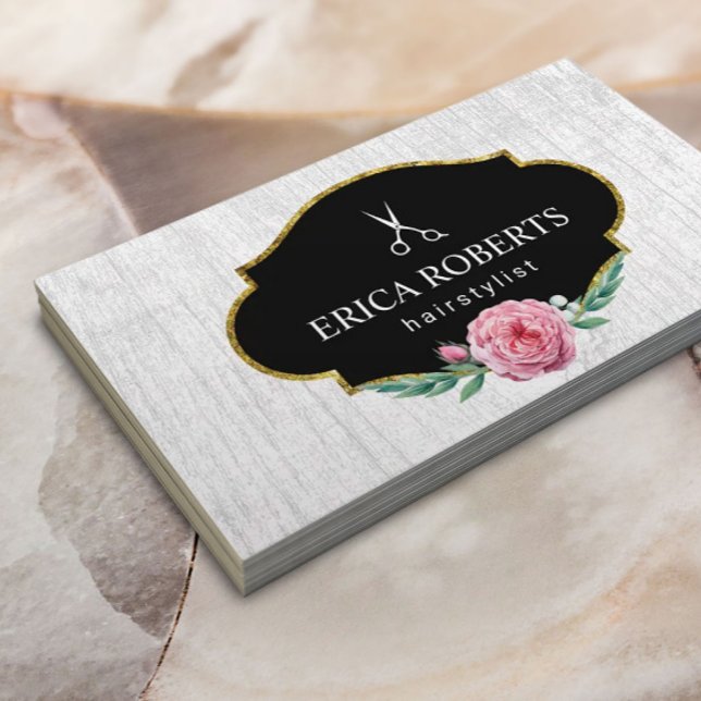 Tarjeta De Visita Madera Rústica estilo Vieja Floral Hair (Subido por el creador)