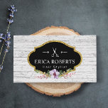 Tarjeta De Visita Madera Rústica Floral Vintage De Estilo Cabello<br><div class="desc">Tarjeta De Negocios De Madera Rústica Vintage De Estilo Cabello.</div>