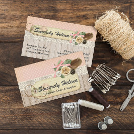 Tarjeta De Visita Madera rústica y chic de Shabby, encaje vintage y 
