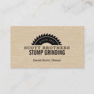 Tarjeta De Visita Madera Saw Stump Grinding Tan Black Woodgrain