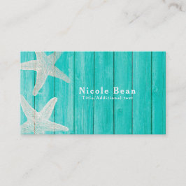 Tarjeta De Visita Madera Teal y Estrella de Mar Playa Elegante Chic 