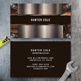 Tarjeta De Visita Madera y Metal Industrial 