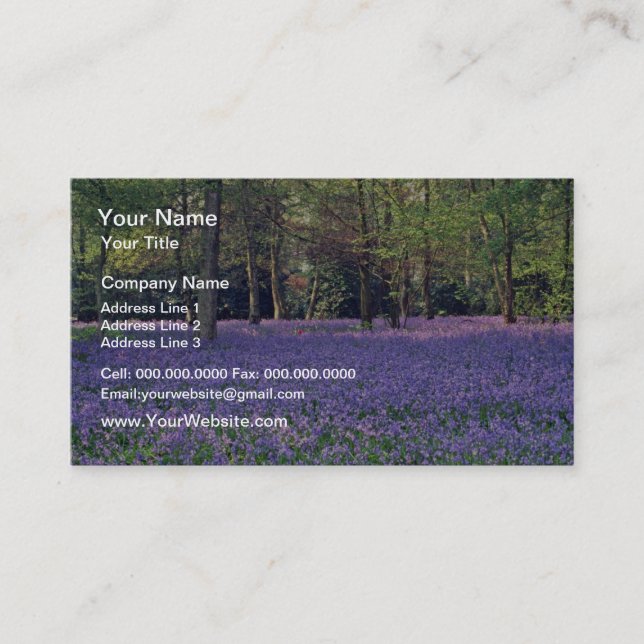 Tarjeta De Visita Maderas del Bluebell, flores de Inglaterra (Anverso)