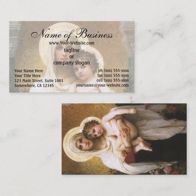 Tarjeta De Visita Madonna de las Rosas de William Adolphe Bouguereau (Anverso / Reverso)