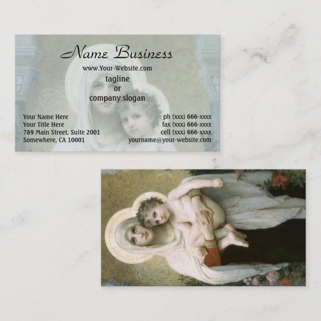 Tarjeta De Visita Madonna de los Rosas por William-Adolphe Bouguerea (Anverso / Reverso)