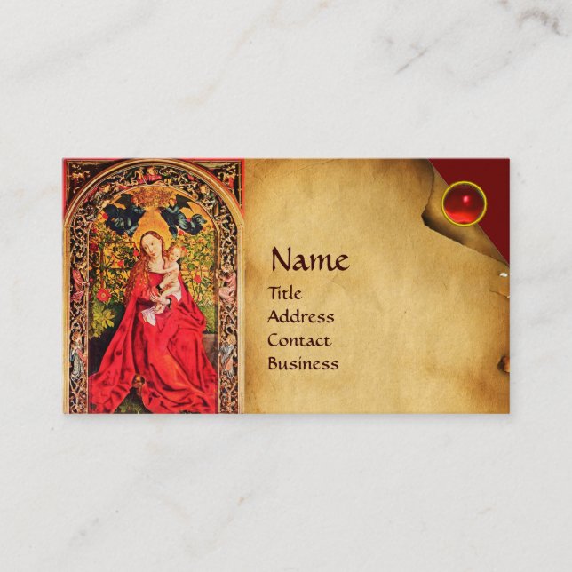 Tarjeta De Visita MADONNA DEL PARQUE ROSA BOWER, Gema Red Ruby (Anverso)
