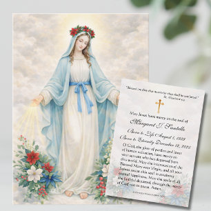 Tarjeta De Visita Madre de Navidad María Memorial Funerario Católico