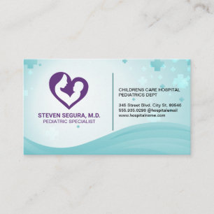 Tarjeta De Visita Madre e hijo   Corazón morado