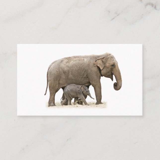 Tarjeta De Visita Madre e hijo elefante (Anverso)