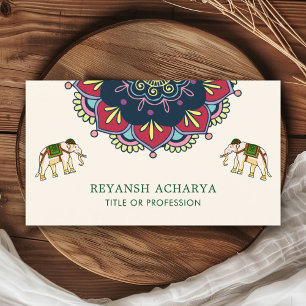 Tarjeta De Visita Madrileño Mandala estilo Bollywood Elefantes indio