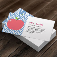 Maestra Cute Apple Moderno Rayas de Chevron Azul