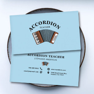 Tarjeta De Visita Maestra de acordeón azul