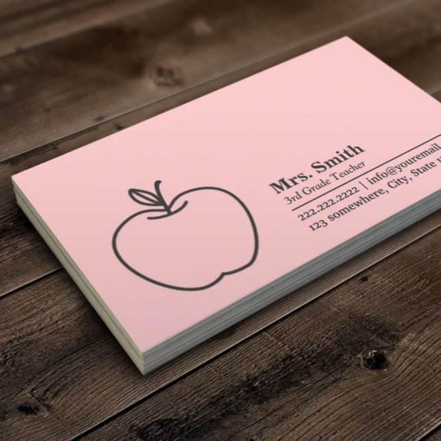 Tarjeta De Visita Maestra de Apple Sencilla Rosa (Subido por el creador)