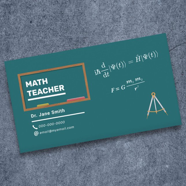 Tarjeta De Visita Maestra de ecuaciones y matemáticas compas (Equations & Compas Math Teacher Business Card)