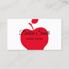 Tarjeta De Visita Maestra de Escuela de Apple Roja
