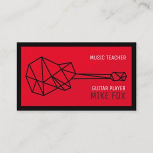 Tarjeta De Visita Maestra de guitarra musical, rojo profesional