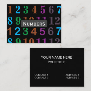 Tarjeta De Visita Maestra de Matemáticas de Números Coloridos