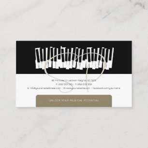 Tarjeta De Visita Maestra de Música Claves de piano blanco negro