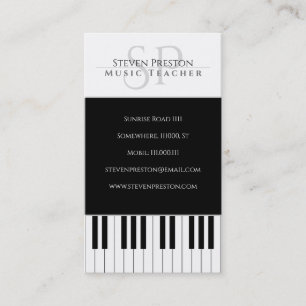 Tarjeta De Visita Maestra de Música   Claves de piano blanco negro