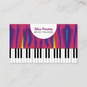 Tarjeta De Visita Maestra de Música   Claves de piano coloridas