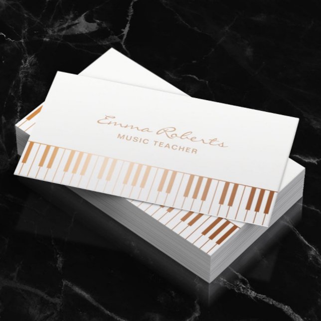 Tarjeta De Visita Maestra de música elegante Cayos de piano de oro m (Subido por el creador)