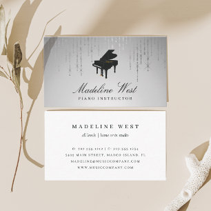 Tarjeta De Visita Maestra de Música Elegante de Piano Instructor de
