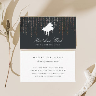 Tarjeta De Visita Maestra de Música Elegante Rosa Gold Piano Instruc