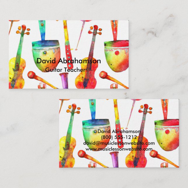 Tarjeta De Visita Maestra de Música Guitarra Maestría Piano Enseñanz (Anverso / Reverso)