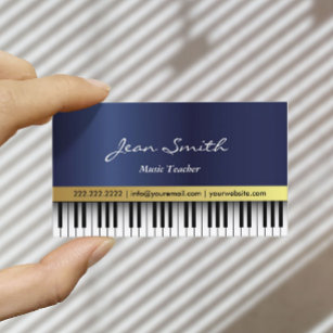 Tarjeta De Visita Maestra de música Royal Blue Piano Keys Elegante
