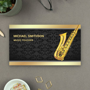 Tarjeta De Visita Maestra de Música Saxofoniana de Relieve metalizad