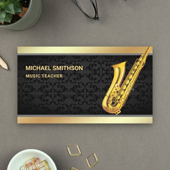 Tarjeta De Visita Maestra de Música Saxofoniana de Relieve metalizad (Subido por el creador)