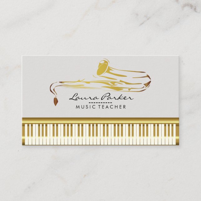 Tarjeta De Visita Maestra de música saxofoniana música de piano-tecl (Anverso)