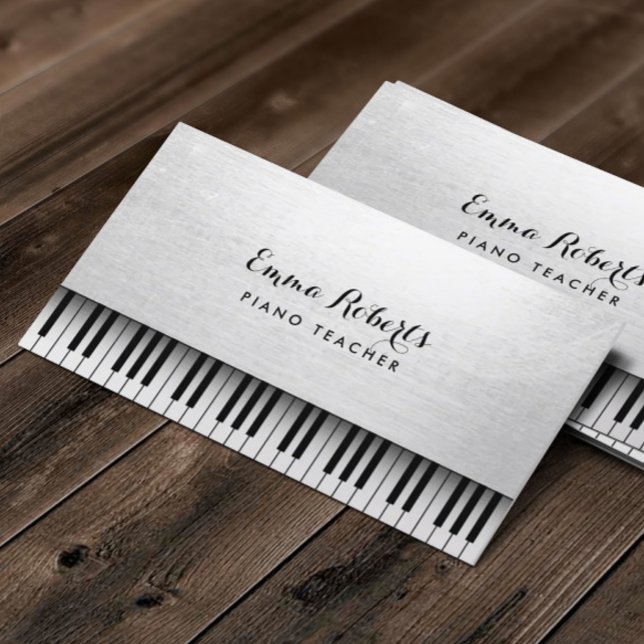 Tarjeta De Visita Maestra de Piano Elegante Música Blanca (Subido por el creador)