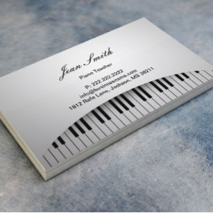Tarjeta De Visita Maestra de piano Pure White Piano Keys Music