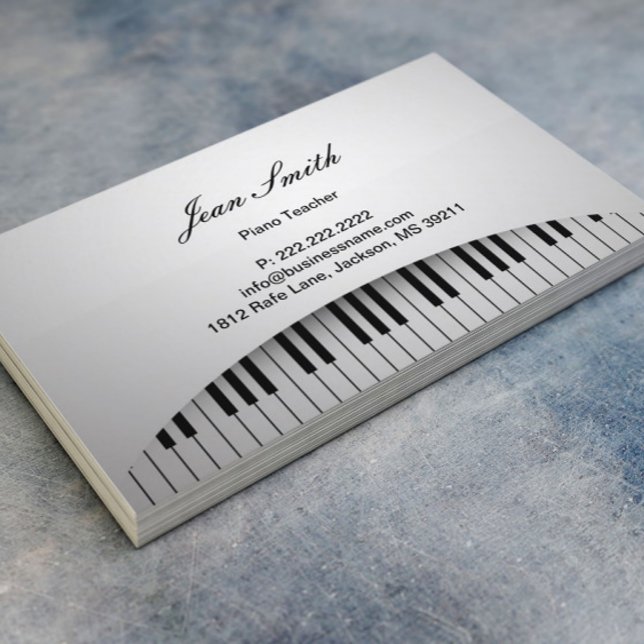 Tarjeta De Visita Maestra de piano Pure White Piano Keys Music (Subido por el creador)