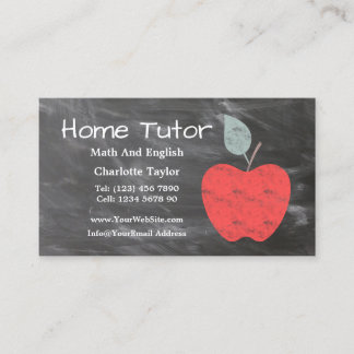 Tarjeta De Visita Maestra de tutor casero Apple Scrubbed Chalkboard