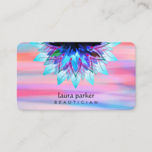 Tarjeta De Visita Maestra de Yoga con el logotipo azul Verde azulado
