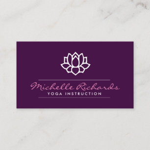 Tarjeta De Visita Maestra de Yoga de Flores Lotus, violeta entrenado