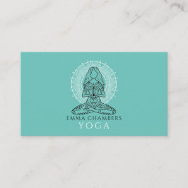 Tarjeta De Visita Maestra de Yoga Lotus Pose Mandala Turquoise