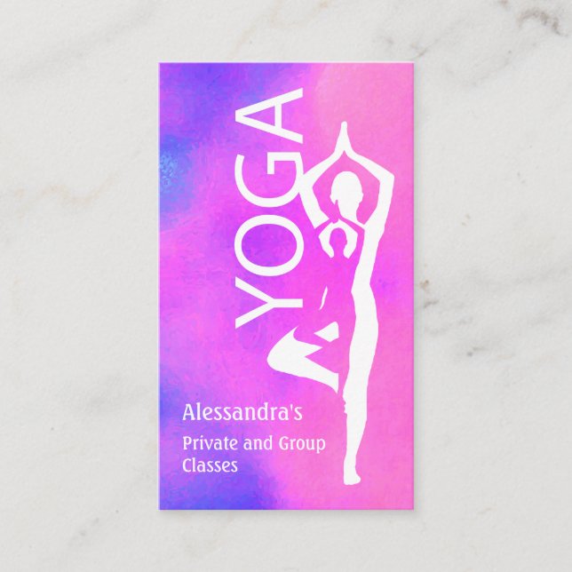 Tarjeta De Visita Maestra de Yoga Pose Púrpura Rosa (Anverso)