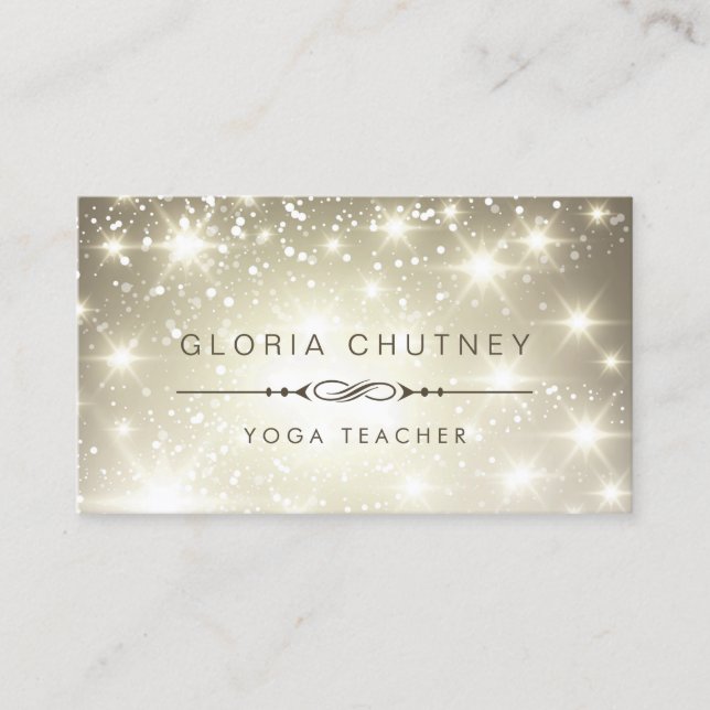 Tarjeta De Visita Maestra de yoga - Purpurina Sparkling Bokeh (Anverso)