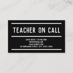 Tarjeta De Visita Maestra En Llamada Tutor Black