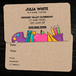 Tarjeta De Visita Maestra Escolar PTA