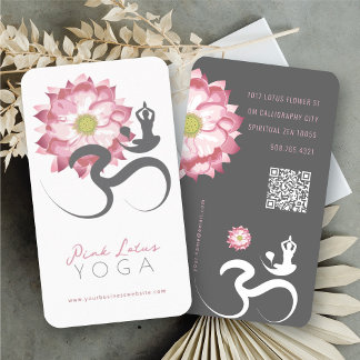 Tarjeta De Visita Maestra Espiritual de Yoga Flor de Loto Rosa Símbo